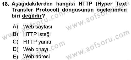 Bilişim Teknolojileri Dersi Ara Sınavı Deneme Sınav Soruları 18. Soru