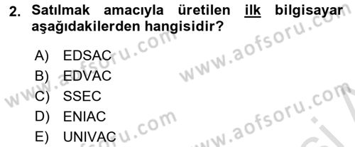 Bilişim Teknolojileri Dersi Ara Sınavı Deneme Sınav Soruları 2. Soru