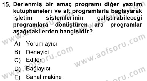 Bilişim Teknolojileri Dersi 2021 - 2022 Yılı (Final) Dönem Sonu Sınav Soruları 15. Soru