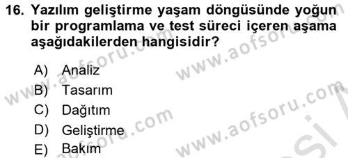Bilişim Teknolojileri Dersi 2021 - 2022 Yılı (Final) Dönem Sonu Sınav Soruları 16. Soru