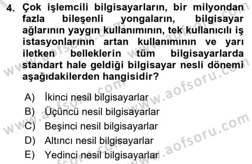 Bilişim Teknolojileri Dersi 2021 - 2022 Yılı (Final) Dönem Sonu Sınav Soruları 4. Soru