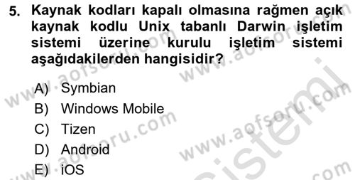 Bilişim Teknolojileri Dersi 2021 - 2022 Yılı (Final) Dönem Sonu Sınav Soruları 5. Soru