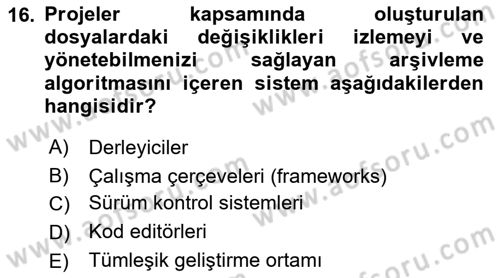 Bilişim Teknolojileri Dersi 2021 - 2022 Yılı Yaz Okulu Sınav Soruları 16. Soru