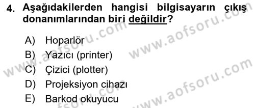 Bilişim Teknolojileri Dersi 2021 - 2022 Yılı Yaz Okulu Sınav Soruları 4. Soru