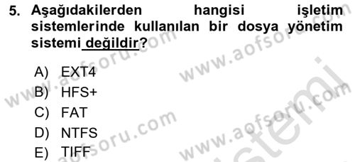 Bilişim Teknolojileri Dersi 2021 - 2022 Yılı Yaz Okulu Sınav Soruları 5. Soru