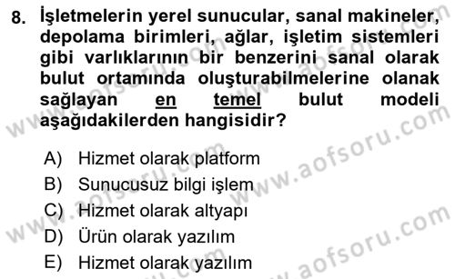Bilişim Teknolojileri Dersi 2021 - 2022 Yılı Yaz Okulu Sınav Soruları 8. Soru