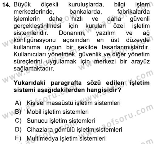 Bilişim Teknolojileri Dersi 2022 - 2023 Yılı (Vize) Ara Sınavı 14. Soru