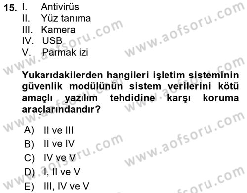 Bilişim Teknolojileri Dersi 2022 - 2023 Yılı (Vize) Ara Sınavı 15. Soru