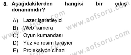 Bilişim Teknolojileri Dersi 2022 - 2023 Yılı (Vize) Ara Sınavı 8. Soru