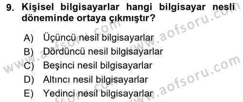 Bilişim Teknolojileri Dersi 2022 - 2023 Yılı (Vize) Ara Sınavı 9. Soru