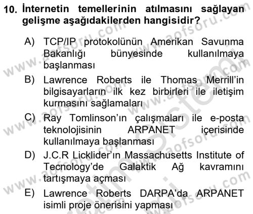 Bilişim Teknolojileri Dersi 2022 - 2023 Yılı (Final) Dönem Sonu Sınav Soruları 10. Soru