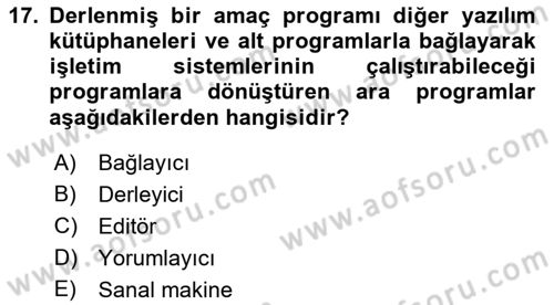 Bilişim Teknolojileri Dersi 2022 - 2023 Yılı (Final) Dönem Sonu Sınav Soruları 17. Soru