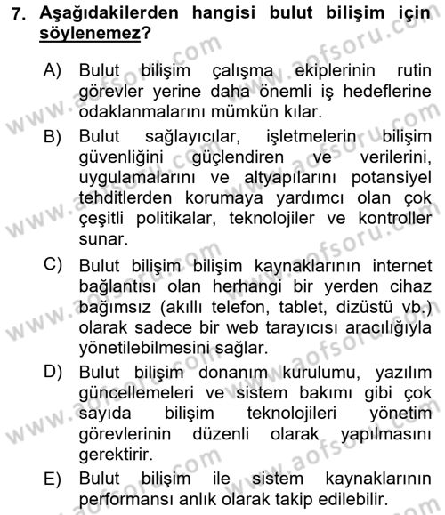 Bilişim Teknolojileri Dersi 2022 - 2023 Yılı (Final) Dönem Sonu Sınav Soruları 7. Soru