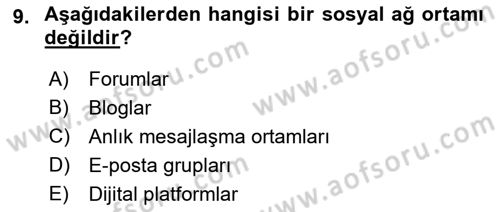 Bilişim Teknolojileri Dersi 2022 - 2023 Yılı (Final) Dönem Sonu Sınav Soruları 9. Soru