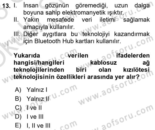 Bilişim Teknolojileri Dersi 2022 - 2023 Yılı Yaz Okulu Sınav Soruları 13. Soru