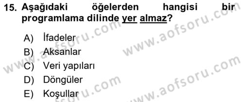 Bilişim Teknolojileri Dersi 2022 - 2023 Yılı Yaz Okulu Sınav Soruları 15. Soru