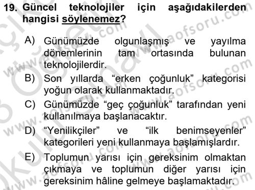 Bilişim Teknolojileri Dersi 2022 - 2023 Yılı Yaz Okulu Sınav Soruları 19. Soru
