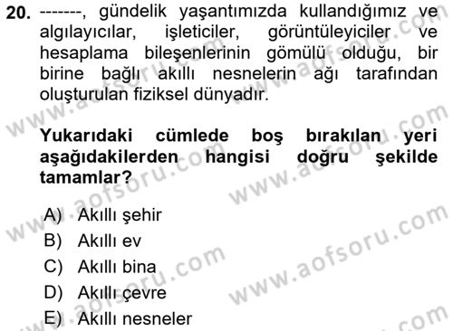Bilişim Teknolojileri Dersi 2022 - 2023 Yılı Yaz Okulu Sınav Soruları 20. Soru