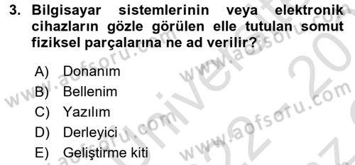 Bilişim Teknolojileri Dersi 2022 - 2023 Yılı Yaz Okulu Sınav Soruları 3. Soru