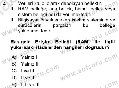 Bilişim Teknolojileri Dersi 2022 - 2023 Yılı Yaz Okulu Sınav Soruları 4. Soru