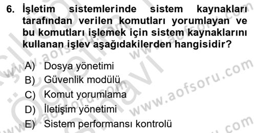 Bilişim Teknolojileri Dersi 2022 - 2023 Yılı Yaz Okulu Sınav Soruları 6. Soru
