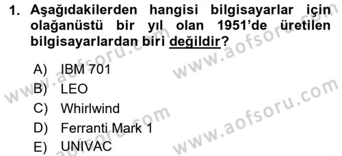 Bilişim Teknolojileri Dersi Ara Sınavı Deneme Sınav Soruları 1. Soru
