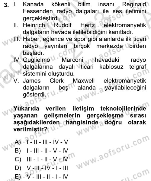 Bilişim Teknolojileri Dersi Ara Sınavı Deneme Sınav Soruları 3. Soru
