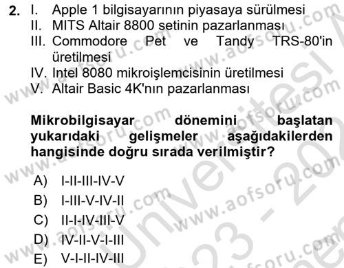 Bilişim Teknolojileri Dersi 2023 - 2024 Yılı (Final) Dönem Sonu Sınav Soruları 2. Soru