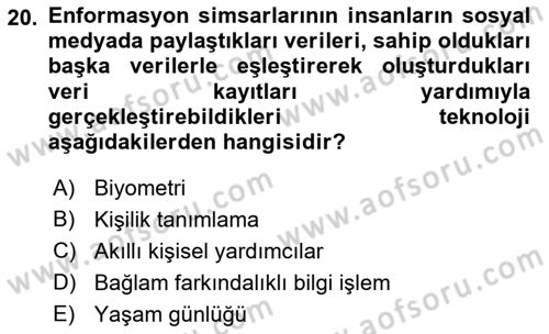 Bilişim Teknolojileri Dersi 2023 - 2024 Yılı (Final) Dönem Sonu Sınav Soruları 20. Soru