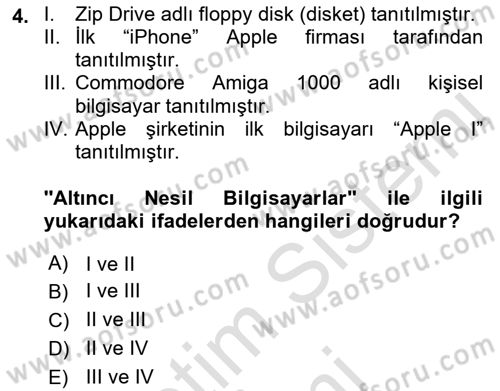 Bilişim Teknolojileri Dersi 2023 - 2024 Yılı (Final) Dönem Sonu Sınav Soruları 4. Soru