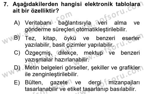 Bilişim Teknolojileri Dersi 2023 - 2024 Yılı (Final) Dönem Sonu Sınav Soruları 7. Soru