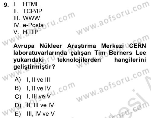 Bilişim Teknolojileri Dersi 2023 - 2024 Yılı (Final) Dönem Sonu Sınav Soruları 9. Soru