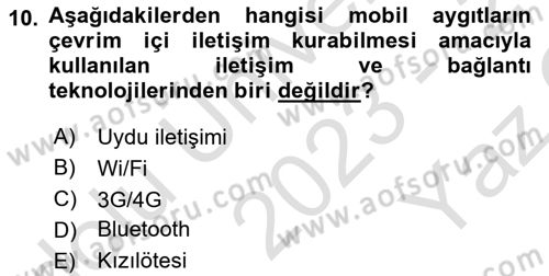 Bilişim Teknolojileri Dersi 2023 - 2024 Yılı Yaz Okulu Sınav Soruları 10. Soru