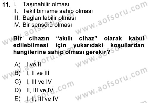 Bilişim Teknolojileri Dersi 2023 - 2024 Yılı Yaz Okulu Sınav Soruları 11. Soru