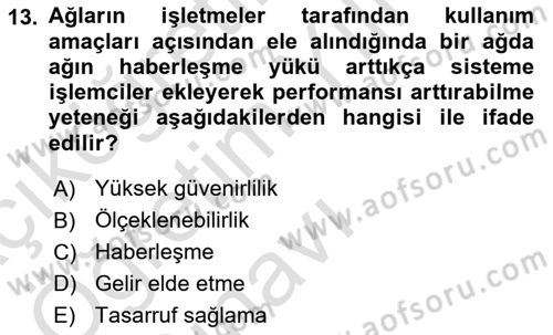 Bilişim Teknolojileri Dersi 2023 - 2024 Yılı Yaz Okulu Sınav Soruları 13. Soru