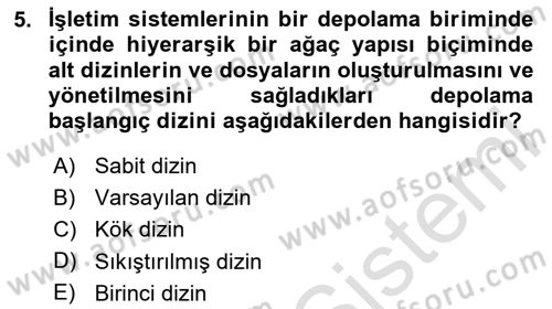 Bilişim Teknolojileri Dersi 2023 - 2024 Yılı Yaz Okulu Sınav Soruları 5. Soru