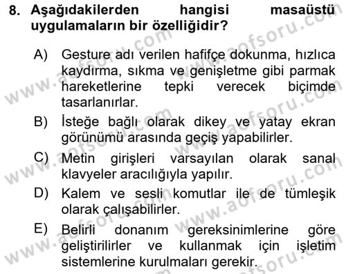 Bilişim Teknolojileri Dersi 2023 - 2024 Yılı Yaz Okulu Sınav Soruları 8. Soru