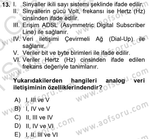 Bilişim Teknolojileri Dersi 2024 - 2025 Yılı (Final) Dönem Sonu Sınav Soruları 13. Soru