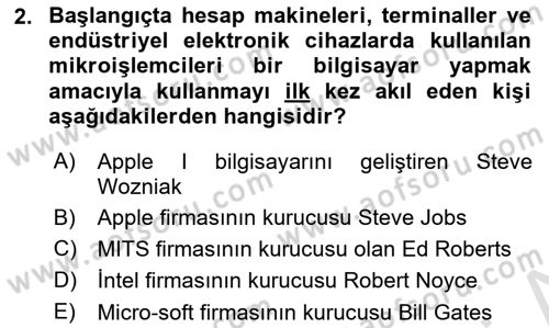 Bilişim Teknolojileri Dersi 2024 - 2025 Yılı (Final) Dönem Sonu Sınav Soruları 2. Soru