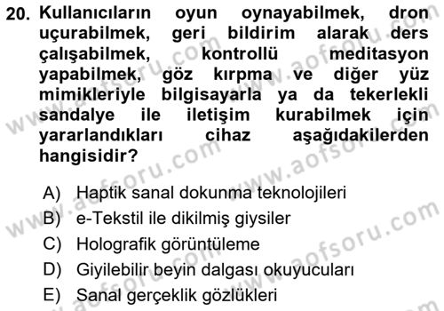 Bilişim Teknolojileri Dersi 2024 - 2025 Yılı (Final) Dönem Sonu Sınav Soruları 20. Soru