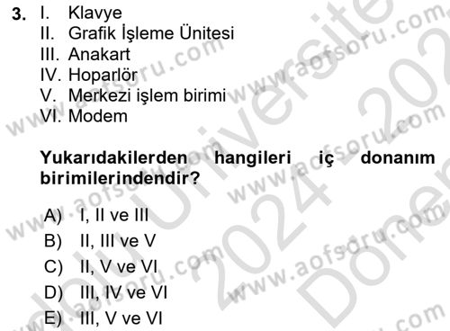 Bilişim Teknolojileri Dersi 2024 - 2025 Yılı (Final) Dönem Sonu Sınav Soruları 3. Soru