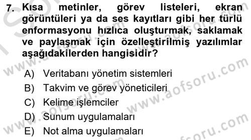 Bilişim Teknolojileri Dersi 2024 - 2025 Yılı (Final) Dönem Sonu Sınav Soruları 7. Soru