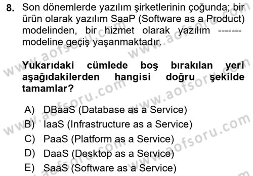 Bilişim Teknolojileri Dersi 2024 - 2025 Yılı (Final) Dönem Sonu Sınav Soruları 8. Soru