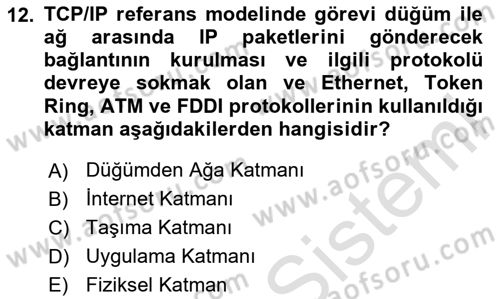 Bilişim Teknolojileri Dersi 2024 - 2025 Yılı Yaz Okulu Sınav Soruları 12. Soru