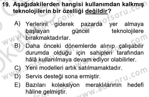 Bilişim Teknolojileri Dersi 2024 - 2025 Yılı Yaz Okulu Sınav Soruları 19. Soru