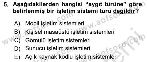 Bilişim Teknolojileri Dersi 2024 - 2025 Yılı Yaz Okulu Sınav Soruları 5. Soru