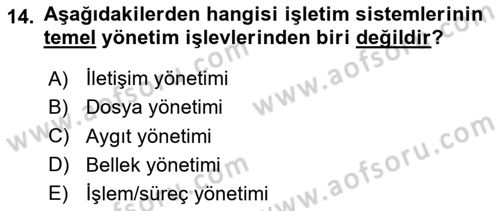 Bilişim Teknolojileri Dersi 2025 - 2026 Yılı (Vize) Ara Sınav Soruları 14. Soru