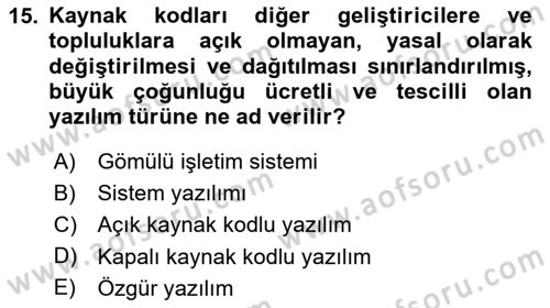 Bilişim Teknolojileri Dersi 2025 - 2026 Yılı (Vize) Ara Sınav Soruları 15. Soru