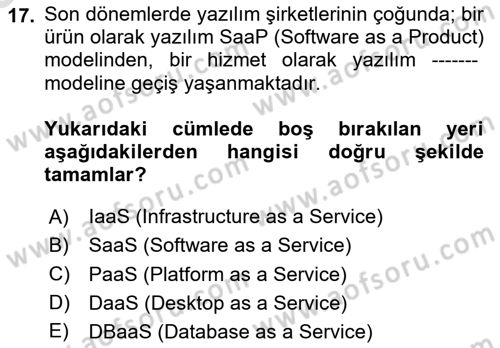 Bilişim Teknolojileri Dersi 2025 - 2026 Yılı (Vize) Ara Sınav Soruları 17. Soru