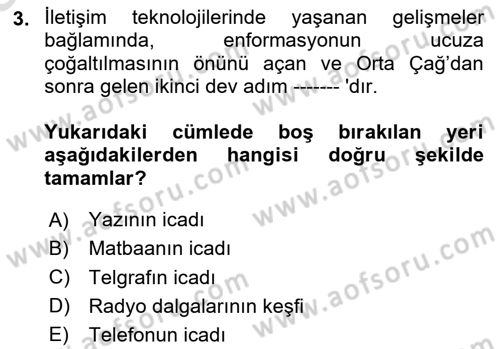 Bilişim Teknolojileri Dersi 2025 - 2026 Yılı (Vize) Ara Sınav Soruları 3. Soru